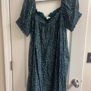 American Eagle Outfitters Teal Floral Midi Dress